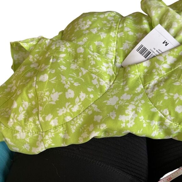 New with tags Forever 21 Dress Flounce Lime Green/white floral size M - Picture 7 of 9